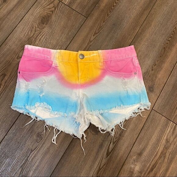 Billabong Tie Dye Distressed Low Rise Shorts 3 - Picture 1 of 9